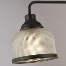 Highworth 3 Light Holophane Glass Pendant Light In Black