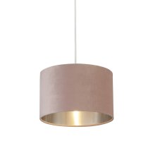 Drum Pink Velvet Pendant Light Small With Inner Silver