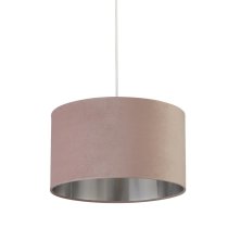 Drum Pink Velvet Pendant Light Large With Inner Silver