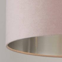 Drum Pink Velvet Pendant Light Large With Inner Silver