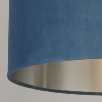 Drum Teal Velvet Pendant Light Large With Inner Silver