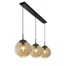 Punch 3 Light Champagne Glass Bar Pendant Light In Black