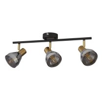 Westminister 3 Light Smoked Glass Spotlight In Black And Brass