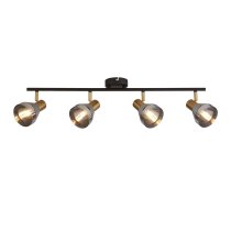 Westminister 4 Light Smoked Glass Spotlight In Black And Brass