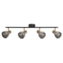 Westminister 4 Light Smoked Glass Spotlight In Black And Brass