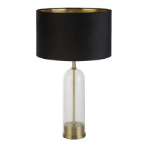 Oxford Black Velvet Shade Table Lamp With Glass Brass Base