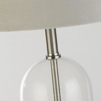 Oxford Grey Velvet Shade Table Lamp With Glass Brass Base