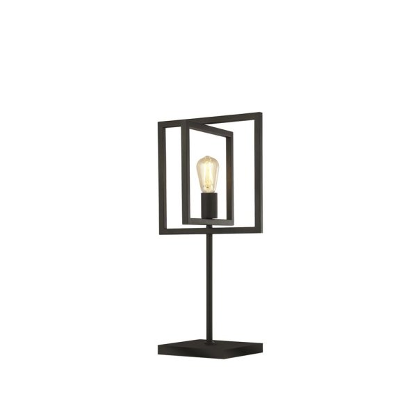 Plaza Square Metal Table Lamp In Matt Black