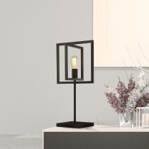 Plaza Square Metal Table Lamp In Matt Black