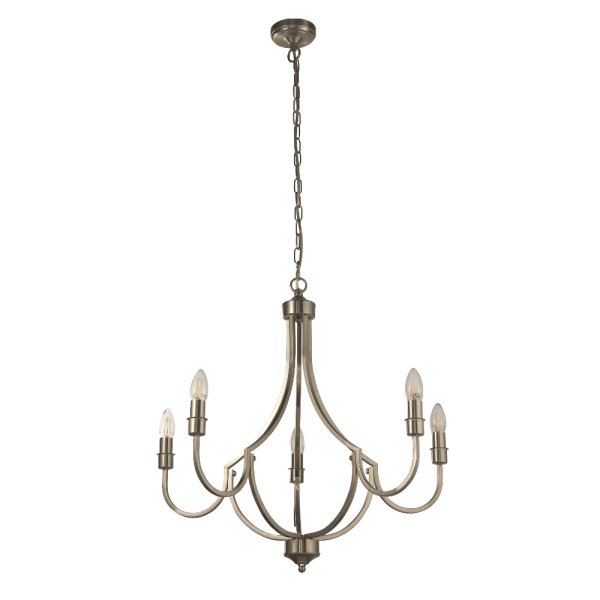 Lodge 5 Light Ceiling Pendant Light In Satin Silver