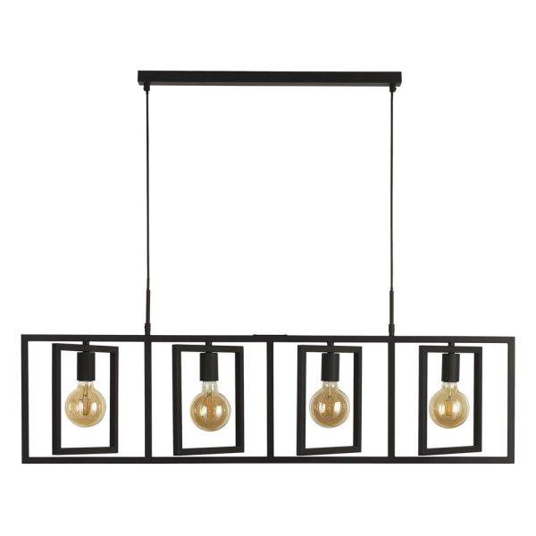 Plaza 4 Light Pendant Light Square In Matt Black