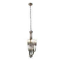 Lodge 8 Light Pendant Light In Satin Silver