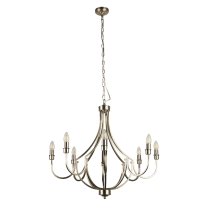 Lodge 8 Light Pendant Light In Satin Silver