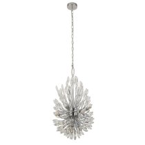 Peacock 14 Light Clear Crystal Pendant Light In Chrome