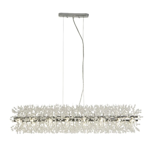 Sunburst 16 Light Glass Beads Bar Pendant Light In Chrome