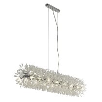 Sunburst 16 Light Glass Beads Bar Pendant Light In Chrome