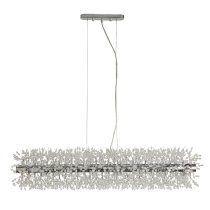 Sunburst 16 Light Glass Beads Bar Pendant Light In Chrome