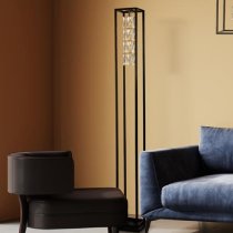 Elevator Crystal Glass Floor Lamp In Matt Black