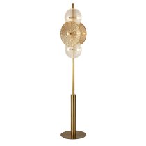 Wagon 6 Light Clear Amber Glass Floor Lamp In Bronze