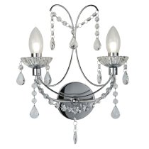 Autumn 2 Light Crystal Glass Bathroom Wall Light In Chrome