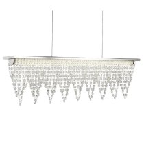 Drape LED Clear Crystal Bar Pendant Light In Chrome