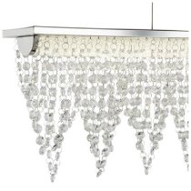 Drape LED Clear Crystal Bar Pendant Light In Chrome