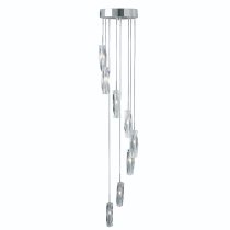 Sculptured Crystal Glass Multi Drop Pendant Light In Chrome