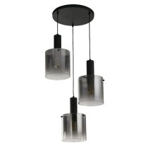 Sweden 3 Light Smoked Glass Multi Drop Pendant Light In Black