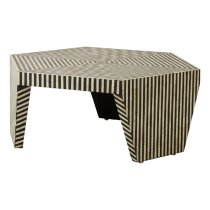 Bristol Wooden Striped Hexagon Coffee Table In Black And White