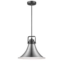 Anerley Metal Pendant Light In Satin Nickel And Matt Black