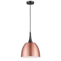 Acton Copper Shade Pendant Light In Matt Black