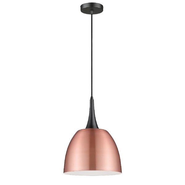 Acton Copper Shade Pendant Light In Matt Black