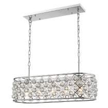 Brent 5 Light Crystal Droplets Pendant Light In Chrome