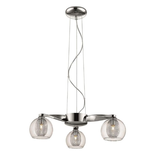 Cannonbury 3 Light Clear Glass Shade Pendant Light In Chrome