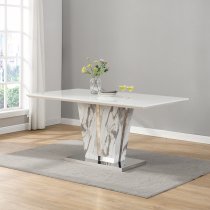 Memphis Large Filo Effect Dining Table 4 Imperial Grey Chairs