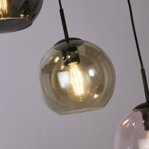 Mardi 5 Light Coloured Glass Pendant Light In Matt Black