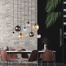 Mardi 8 Light Coloured Glass Bar Pendant Light In Matt Black