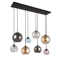 Mardi 8 Light Coloured Glass Bar Pendant Light In Matt Black