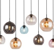 Mardi 8 Light Coloured Glass Bar Pendant Light In Matt Black