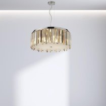 Clarrisa 8 Light Crystal Drops Drum Pendant Light In Chrome