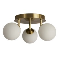 Crosby 3 Light Opal Glass Semi Flush Light In Gold