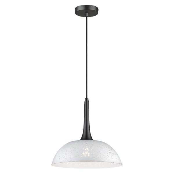 Holborn White Shade Pendant Light Large In Matt Black