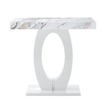 Halo High Gloss Bar Table In White And Milo Marble Effect