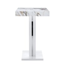 Halo High Gloss Bar Table In White And Milo Marble Effect