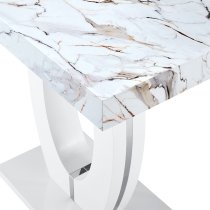 Halo High Gloss Bar Table In White And Milo Marble Effect