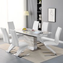 Parini Small Extending Magnesia Dining Table 6 Demi White Chairs