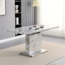 Parini Large Extending Magnesia Dining Table 8 Petra Grey Chairs