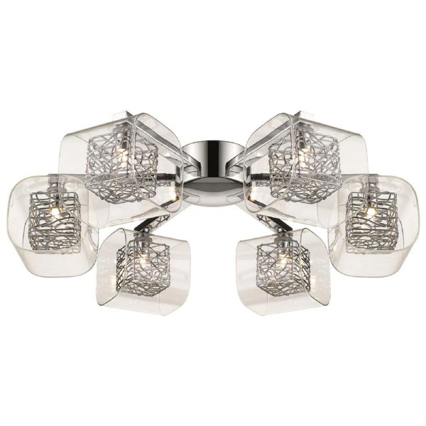 Holland 6 Light Clear Glass Flush Light In Chrome