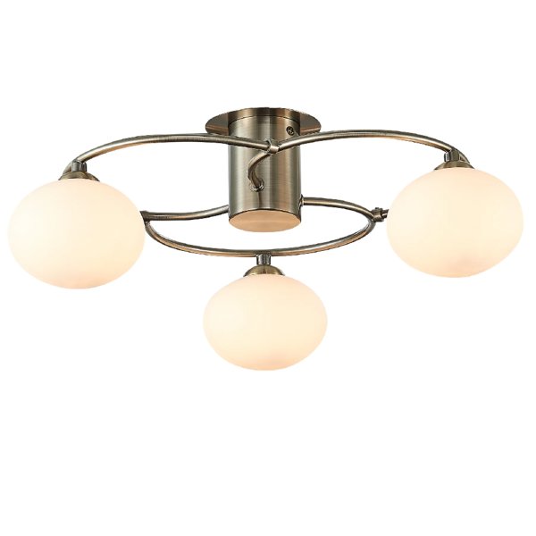 Leyburn 3 Light Glass Shade Flush Light In Antique Brass