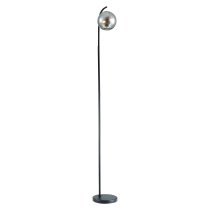 Otley Smoked Globe Floor Lamp In Matt Black